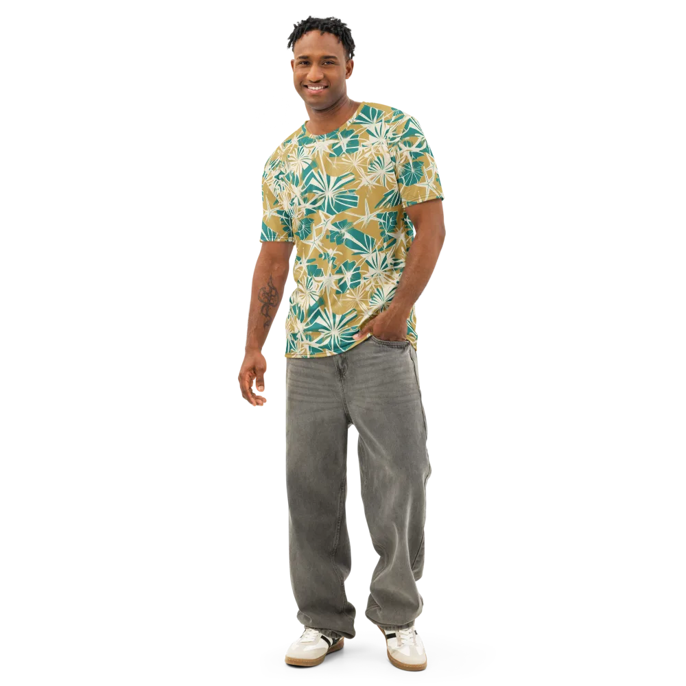 Teal Garden Rhapsody on Men's Cotton Crew Neck T-Shirt — Front