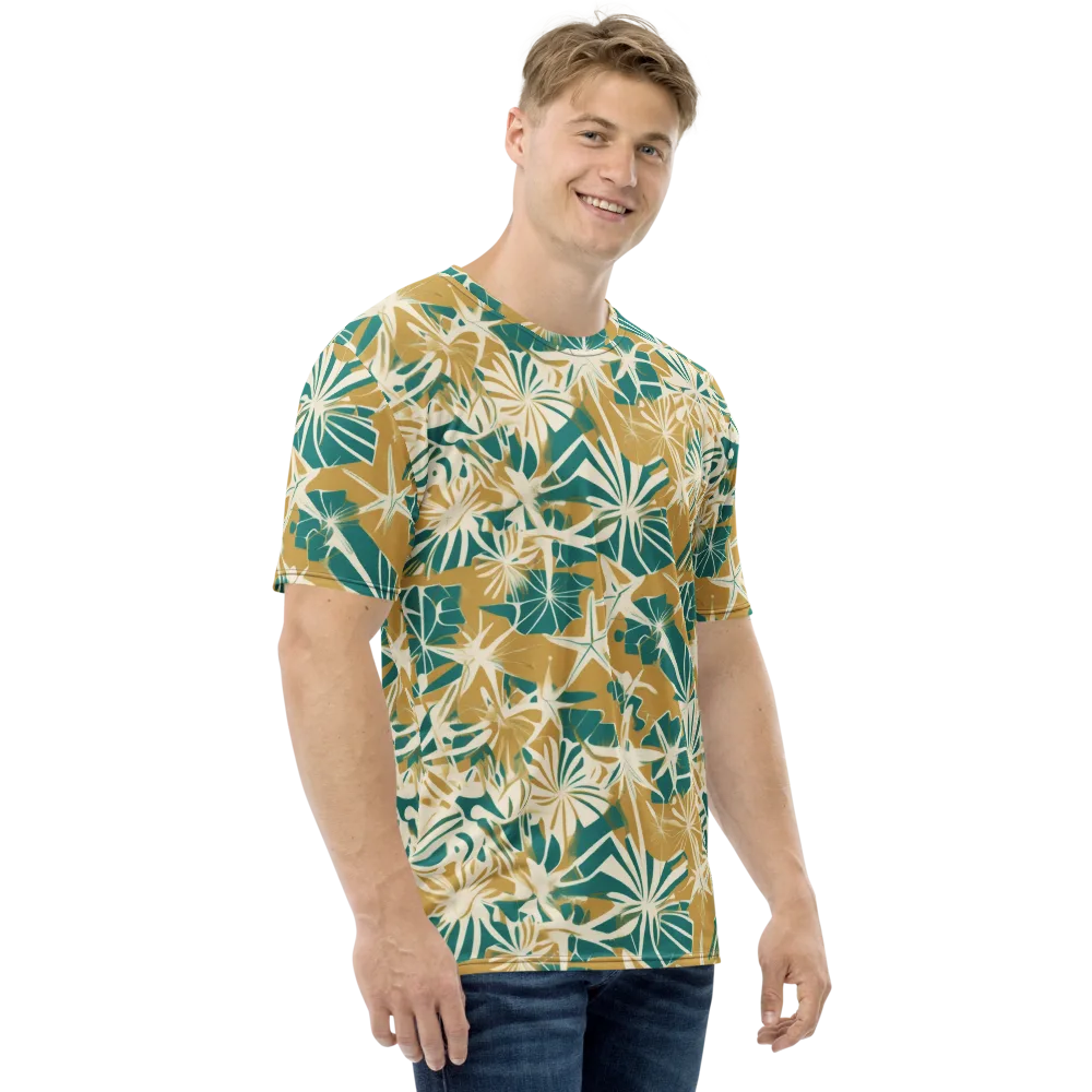 Teal Garden Rhapsody on Men's Crew Neck T-Shirt — Right