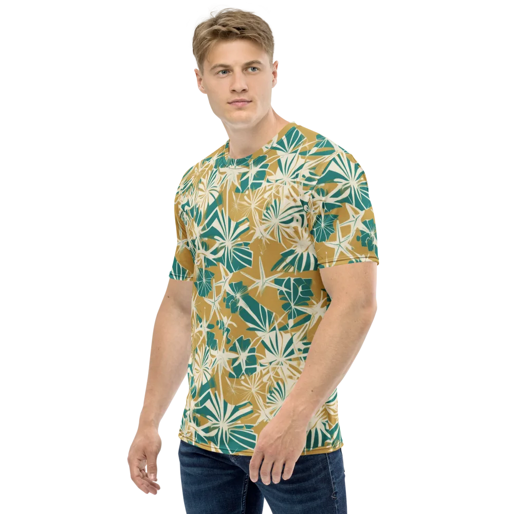Teal Garden Rhapsody on Men's Crew Neck T-Shirt — Left