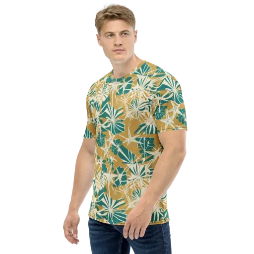 Teal Garden Rhapsody on a Men's Crew Neck T-Shirt