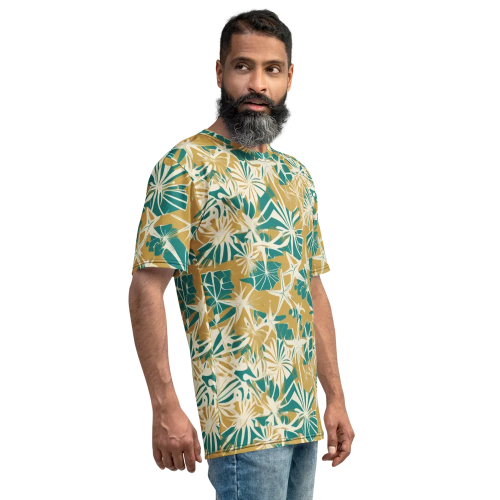 Teal Garden Rhapsody on Men's Crew Neck T-Shirt — Right