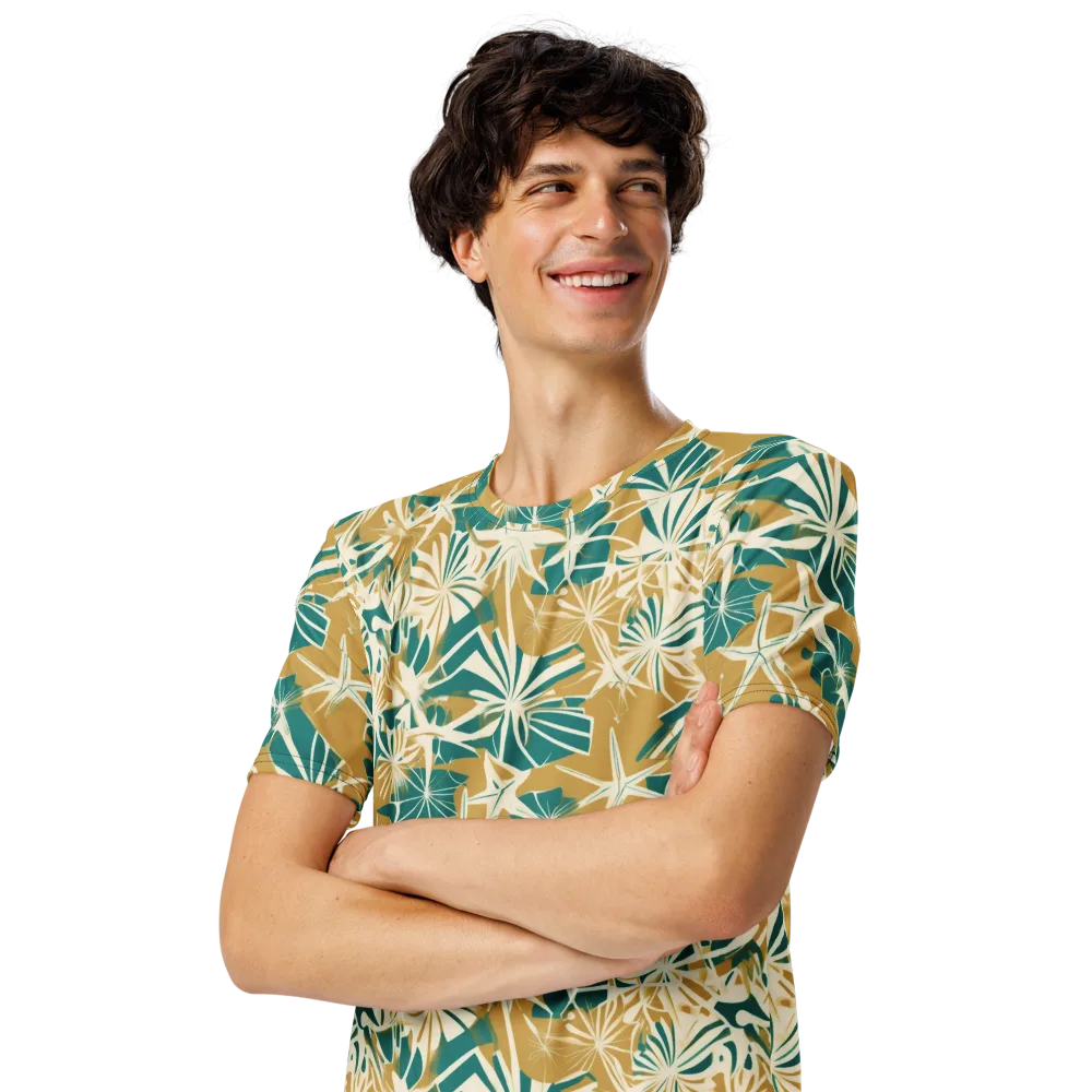 Teal Garden Rhapsody on Men's Crew Neck T-Shirt — Left Front