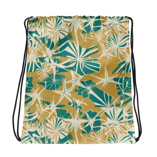 Teal Garden Rhapsody on a Drawstring Bag