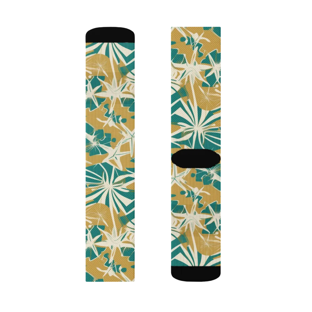 Teal Garden Rhapsody on Socks — Right Sock