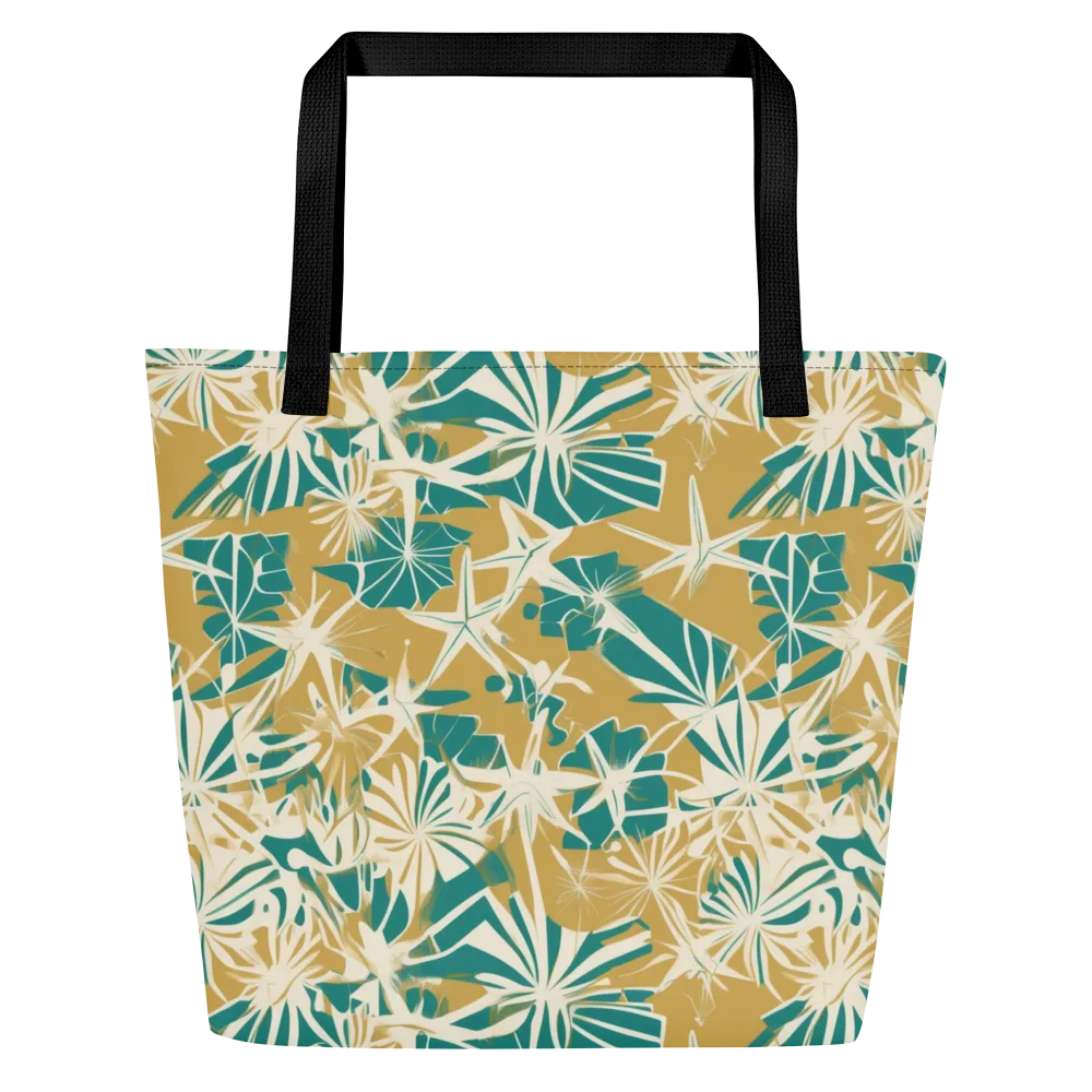 Teal Garden Rhapsody on Large Tote Bag W/ Pocket — Front