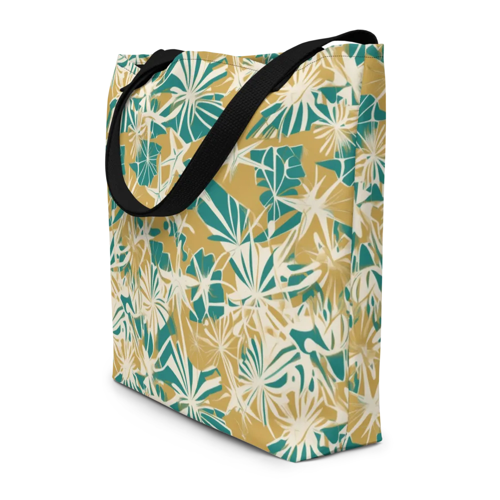 Teal Garden Rhapsody on Large Tote Bag W/ Pocket — Front
