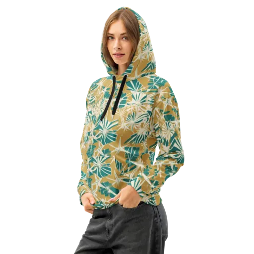 Teal Garden Rhapsody on a Cotton Hoodie
