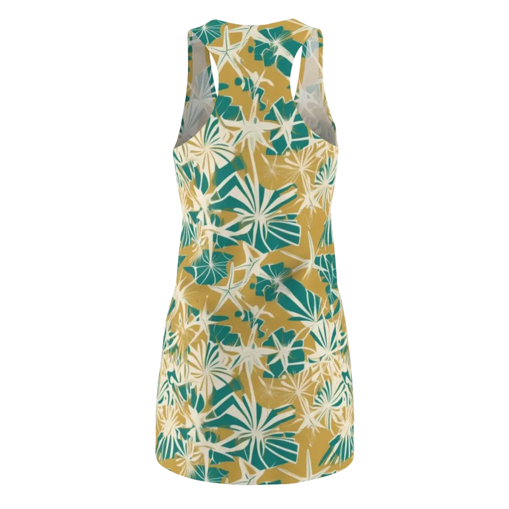 Teal Garden Rhapsody on Racerback Dress — Back