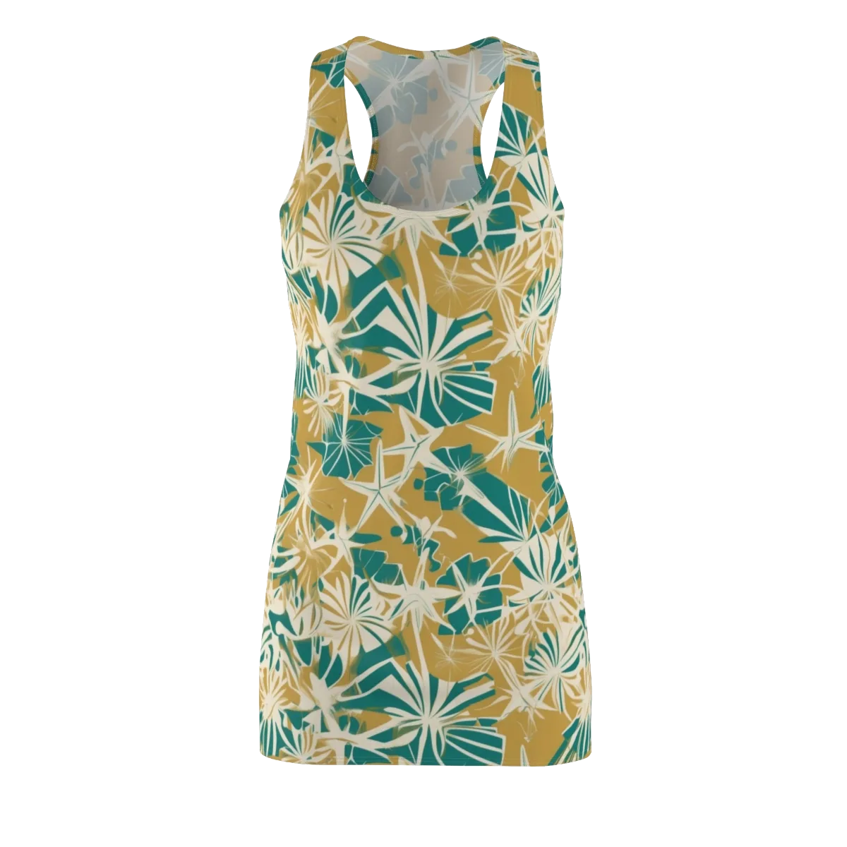 Teal Garden Rhapsody on Racerback Dress — Front