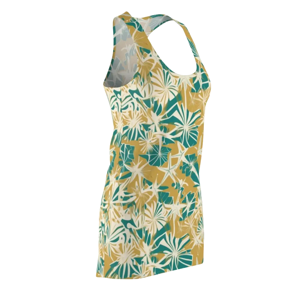 Teal Garden Rhapsody on Racerback Dress — Front Side