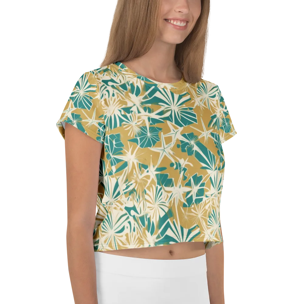 Teal Garden Rhapsody on Crop Tee — Right