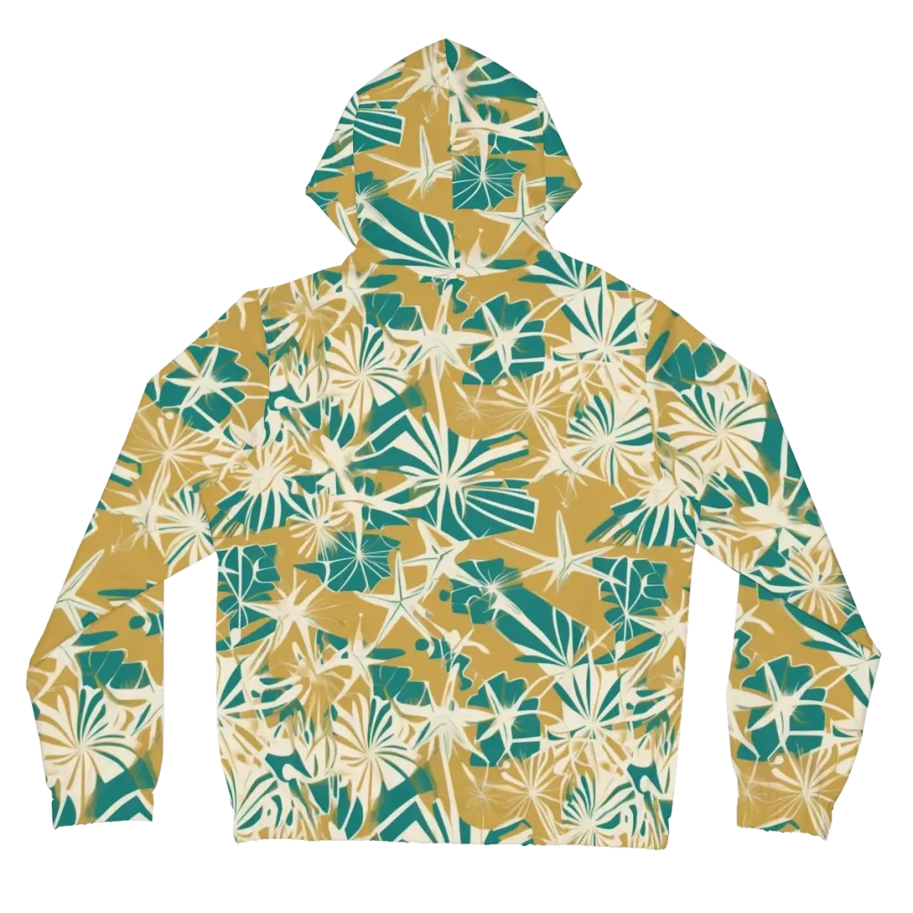 Teal Garden Rhapsody on Women's Full-Zip Hoodie — Back