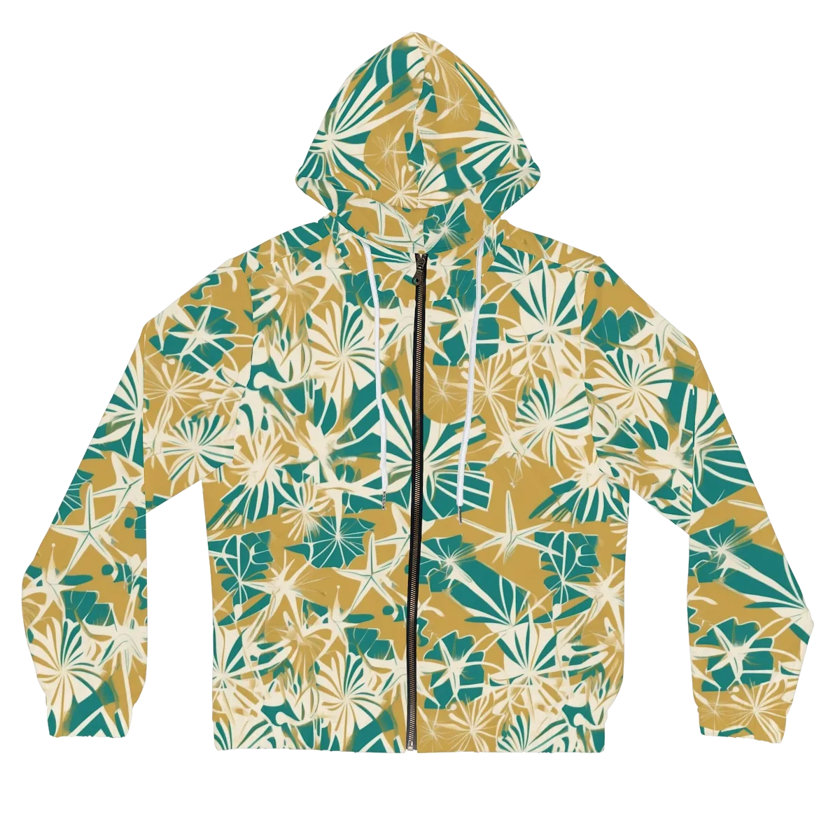 Teal Garden Rhapsody on Women's Full-Zip Hoodie — Front