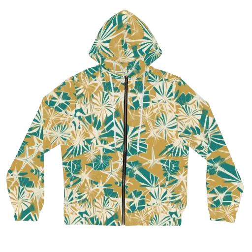 Teal Garden Rhapsody on a Women's Full-Zip Hoodie