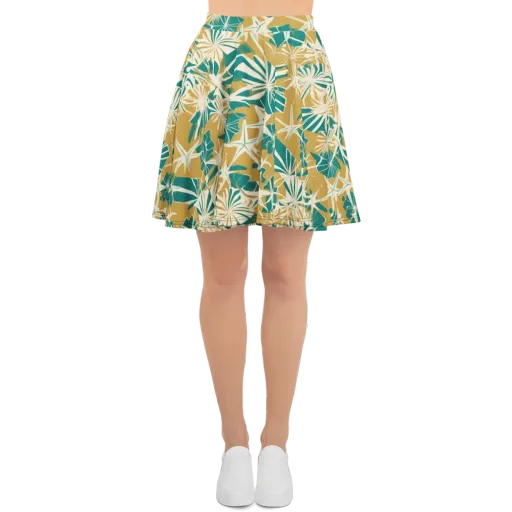 Teal Garden Rhapsody on a Skater Skirt