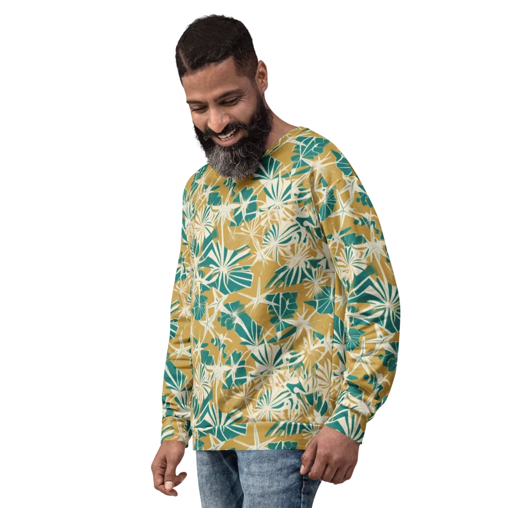 Teal Garden Rhapsody on Sweatshirt — Left Front