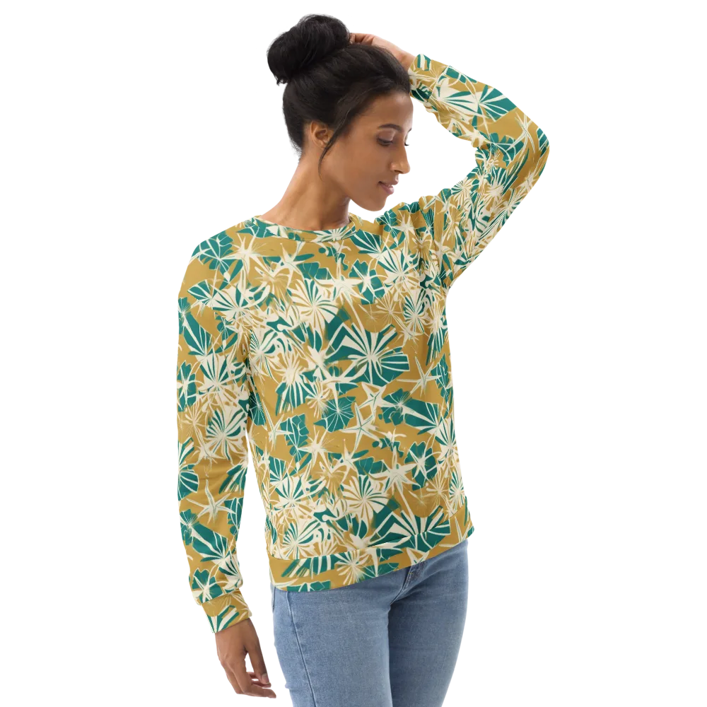 Teal Garden Rhapsody on Sweatshirt — Right Front