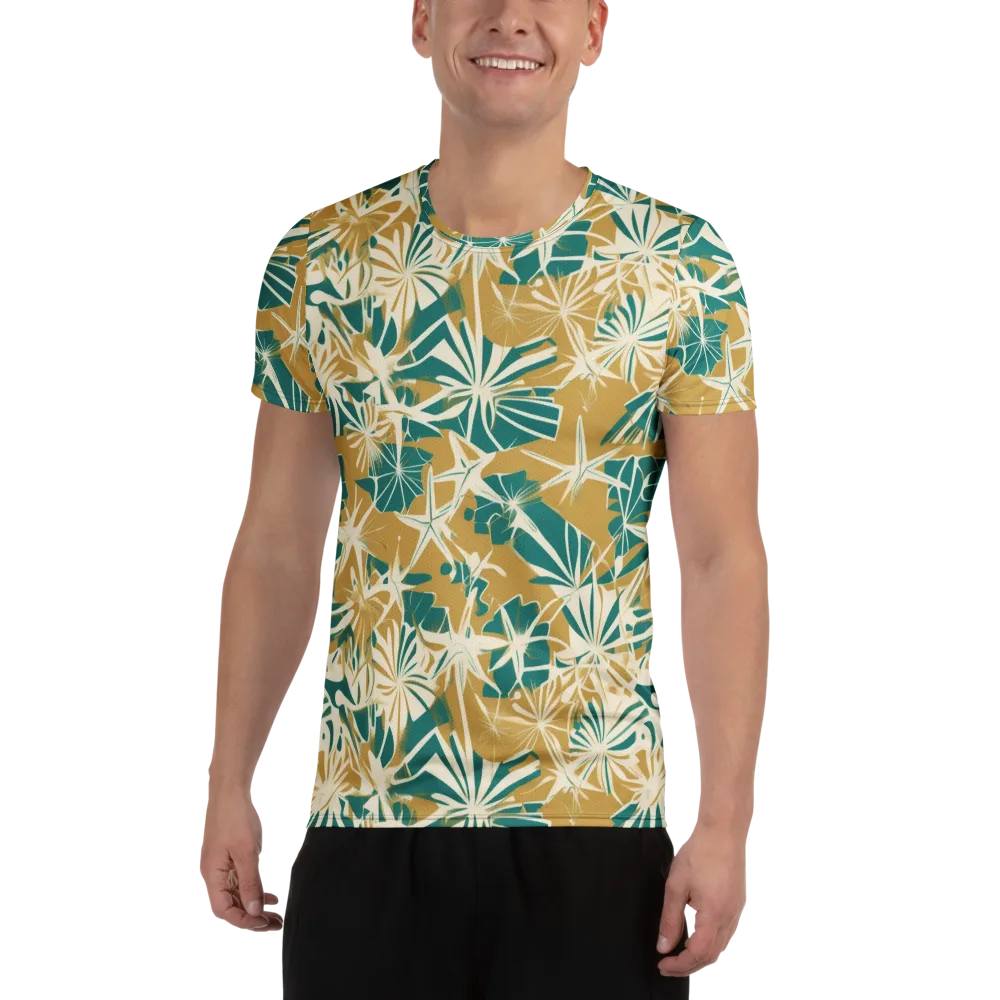 Teal Garden Rhapsody on Men's Athletic T-Shirt — Front