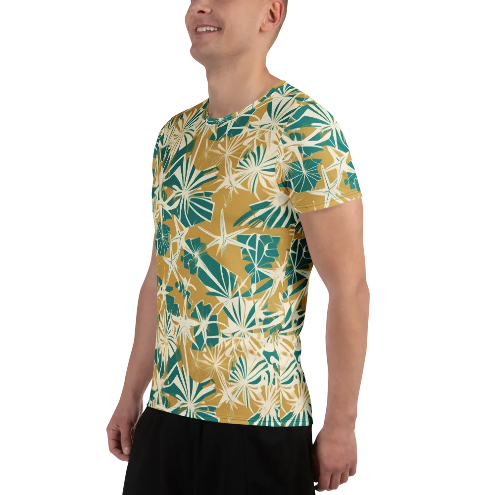 Teal Garden Rhapsody on Men's Athletic T-Shirt — Left