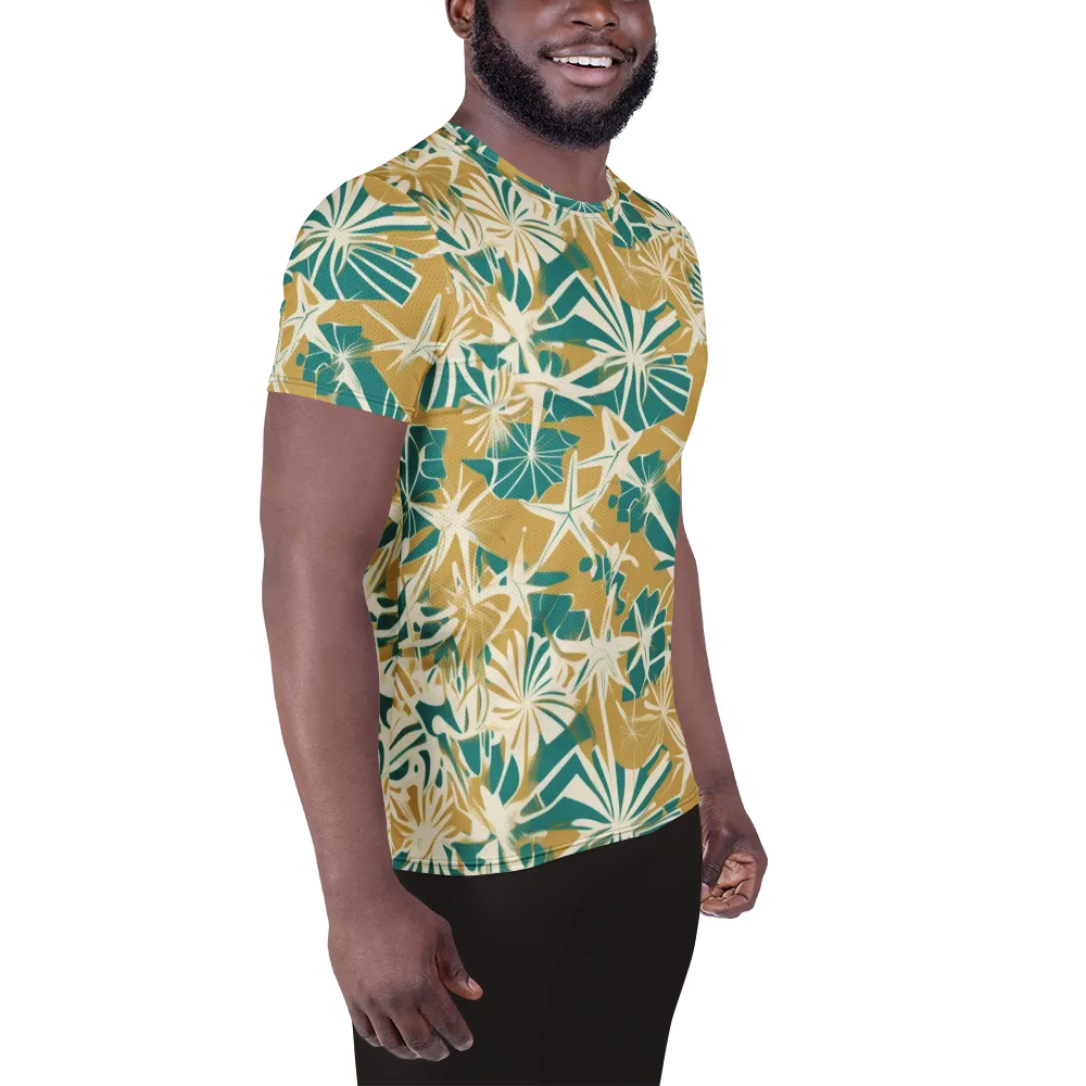 Teal Garden Rhapsody on Men's Athletic T-Shirt — Right