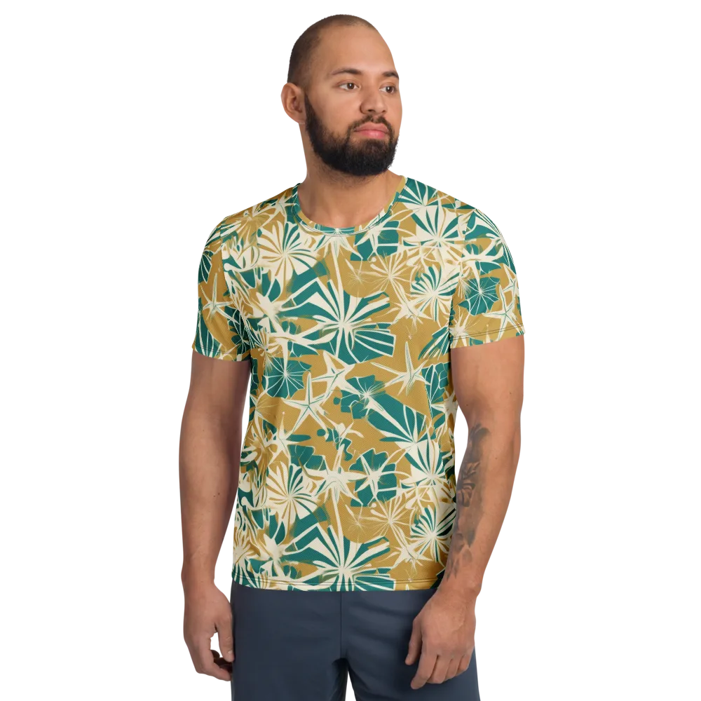 Teal Garden Rhapsody on Men's Athletic T-Shirt — Front