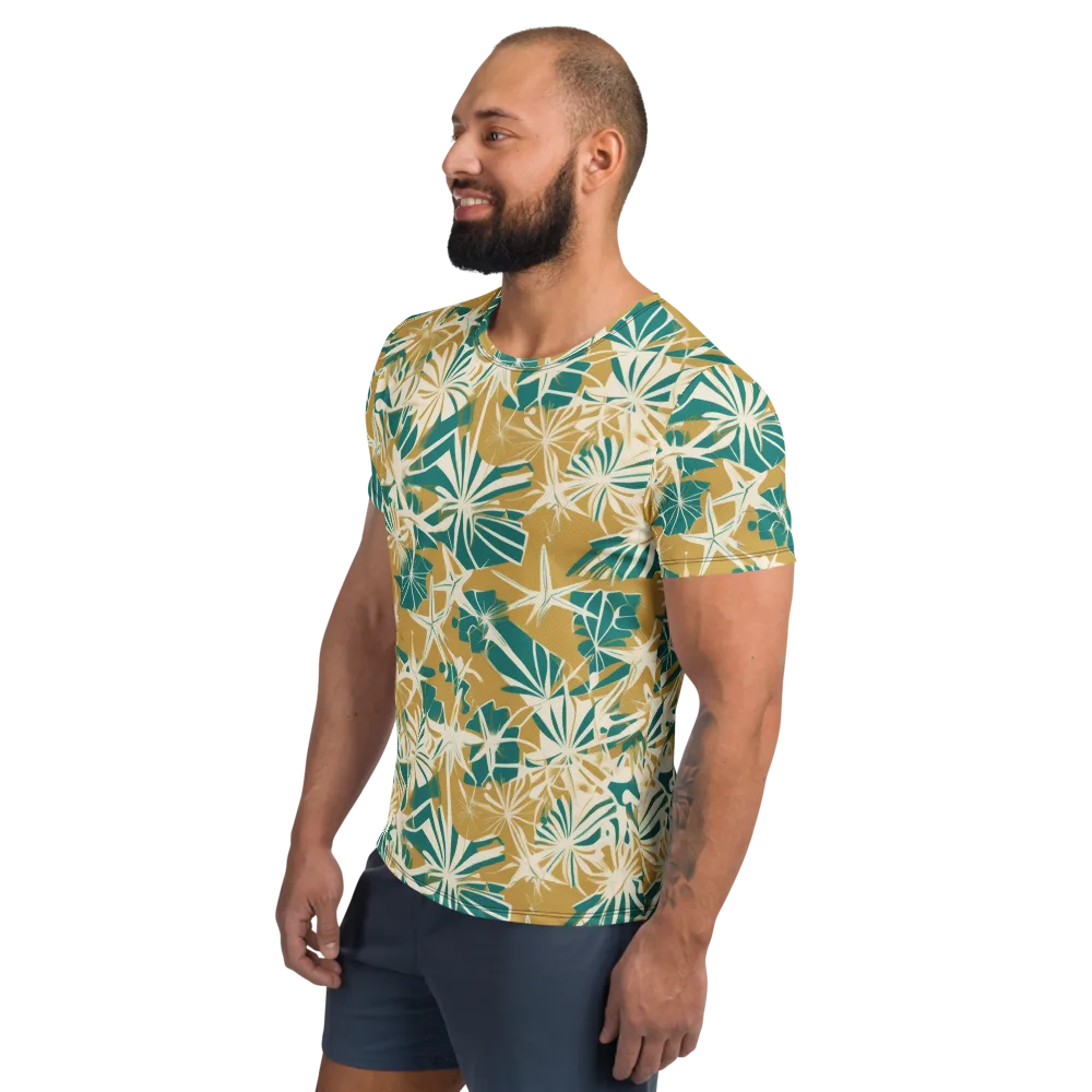 Teal Garden Rhapsody on Men's Athletic T-Shirt — Left