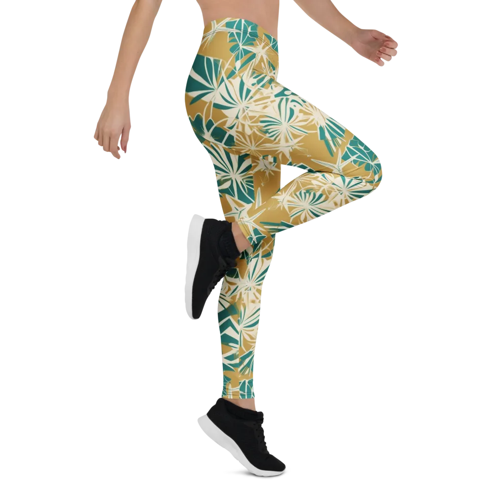 Teal Garden Rhapsody on Leggings — Right