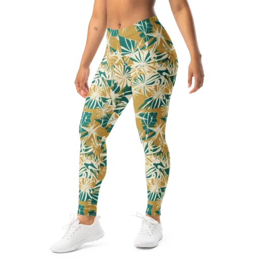 Teal Garden Rhapsody on a Leggings