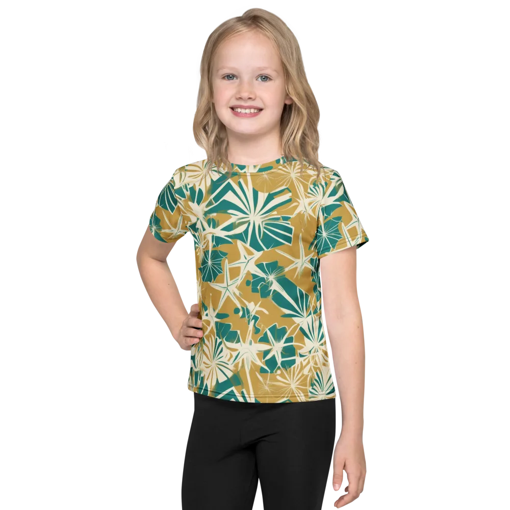Teal Garden Rhapsody on Kids Crew Neck T-Shirt — Front