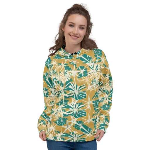 Teal Garden Rhapsody on a Hoodie