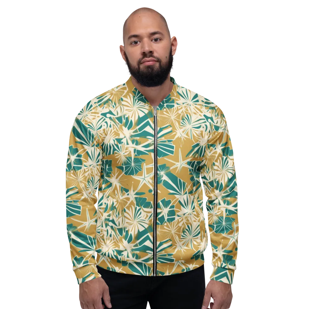 Teal Garden Rhapsody on Bomber Jacket — Front