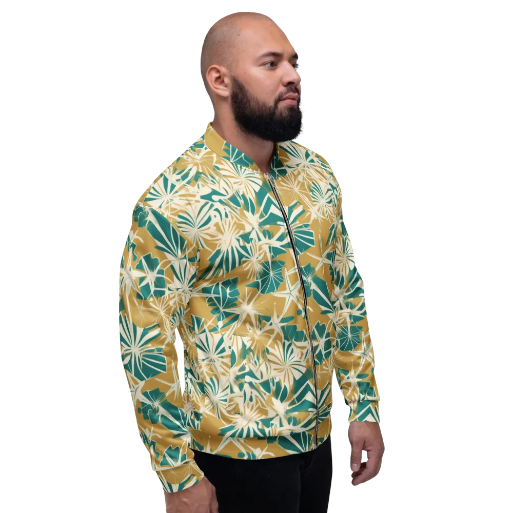 Teal Garden Rhapsody on Bomber Jacket — Right