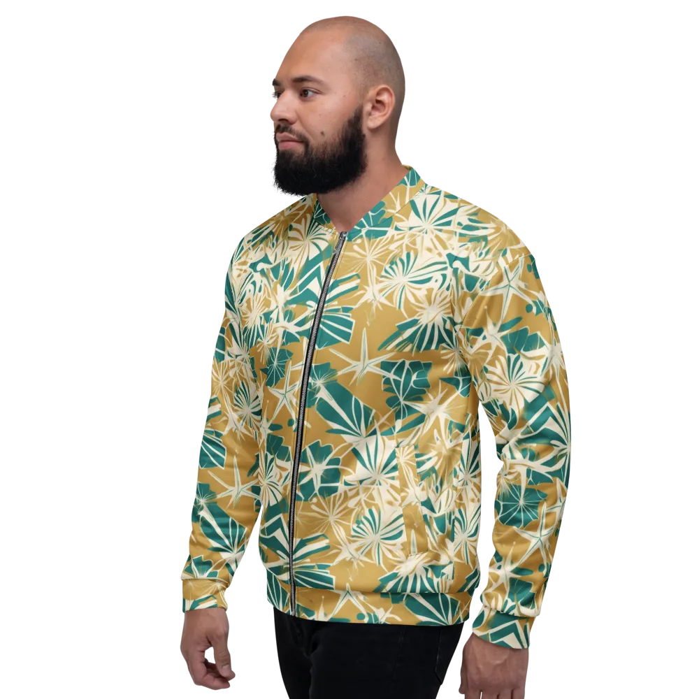 Teal Garden Rhapsody on Bomber Jacket — Left