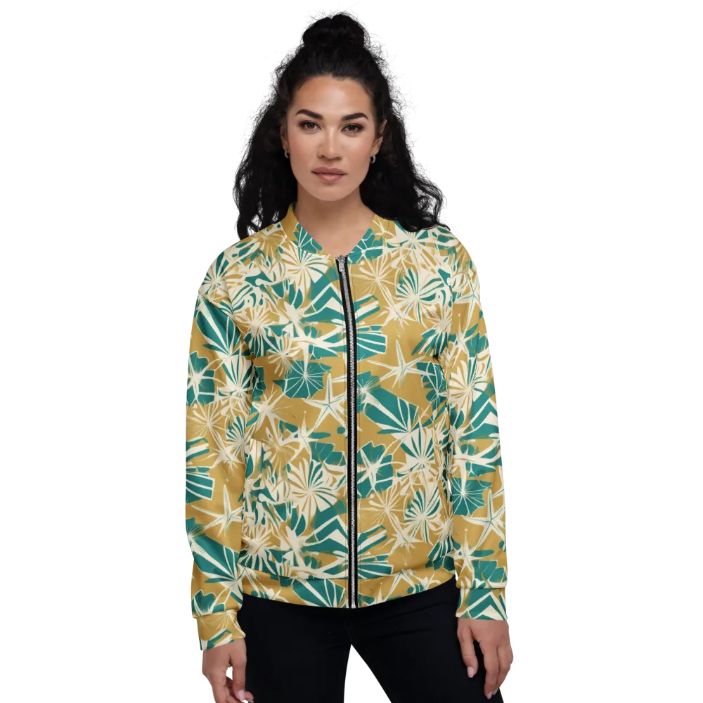 Teal Garden Rhapsody on Bomber Jacket — Front