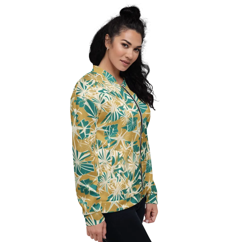 Teal Garden Rhapsody on Bomber Jacket — Right