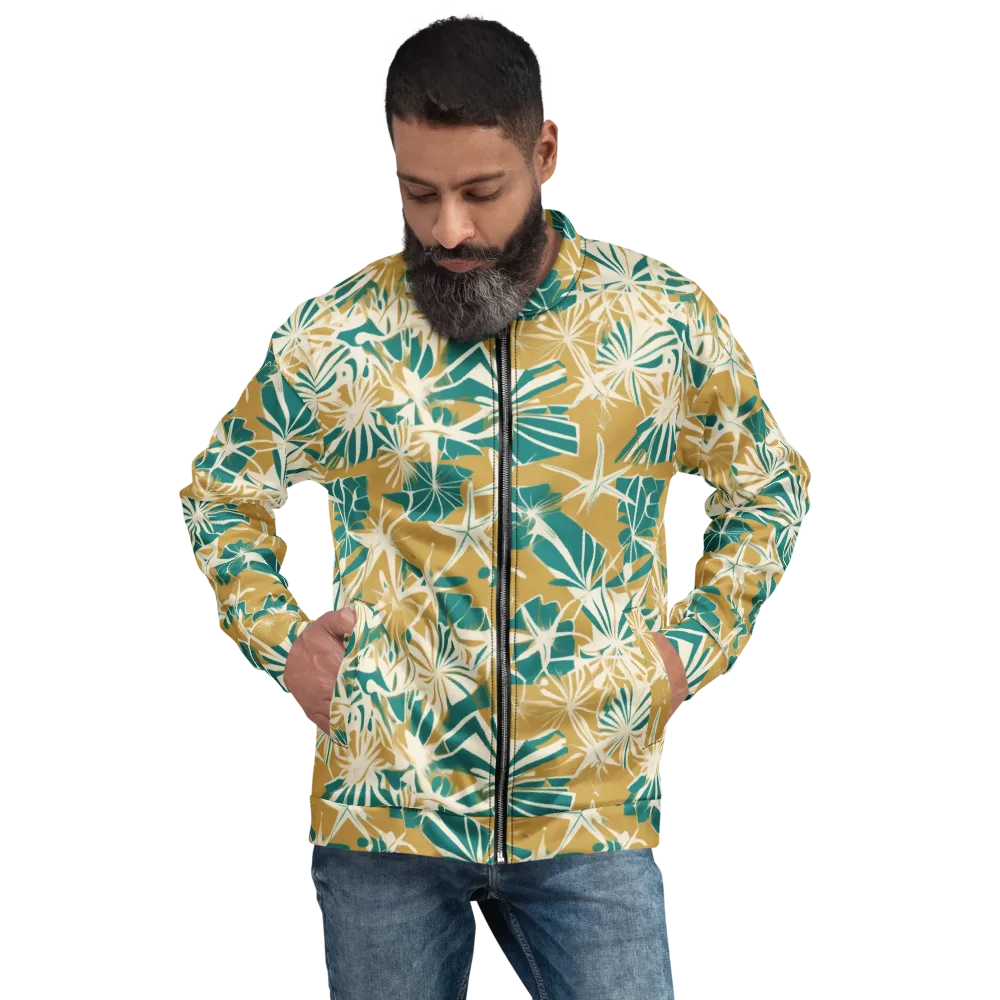 Teal Garden Rhapsody on Bomber Jacket — Front