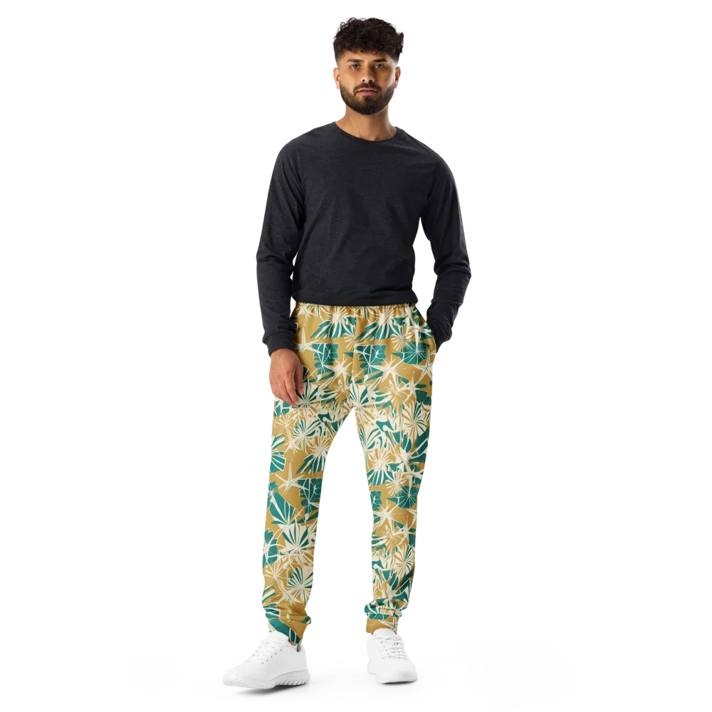 Teal Garden Rhapsody on Men's Joggers — Front