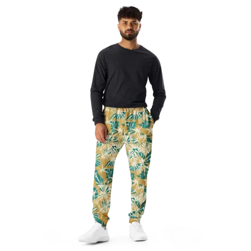 Teal Garden Rhapsody on a Men's Joggers