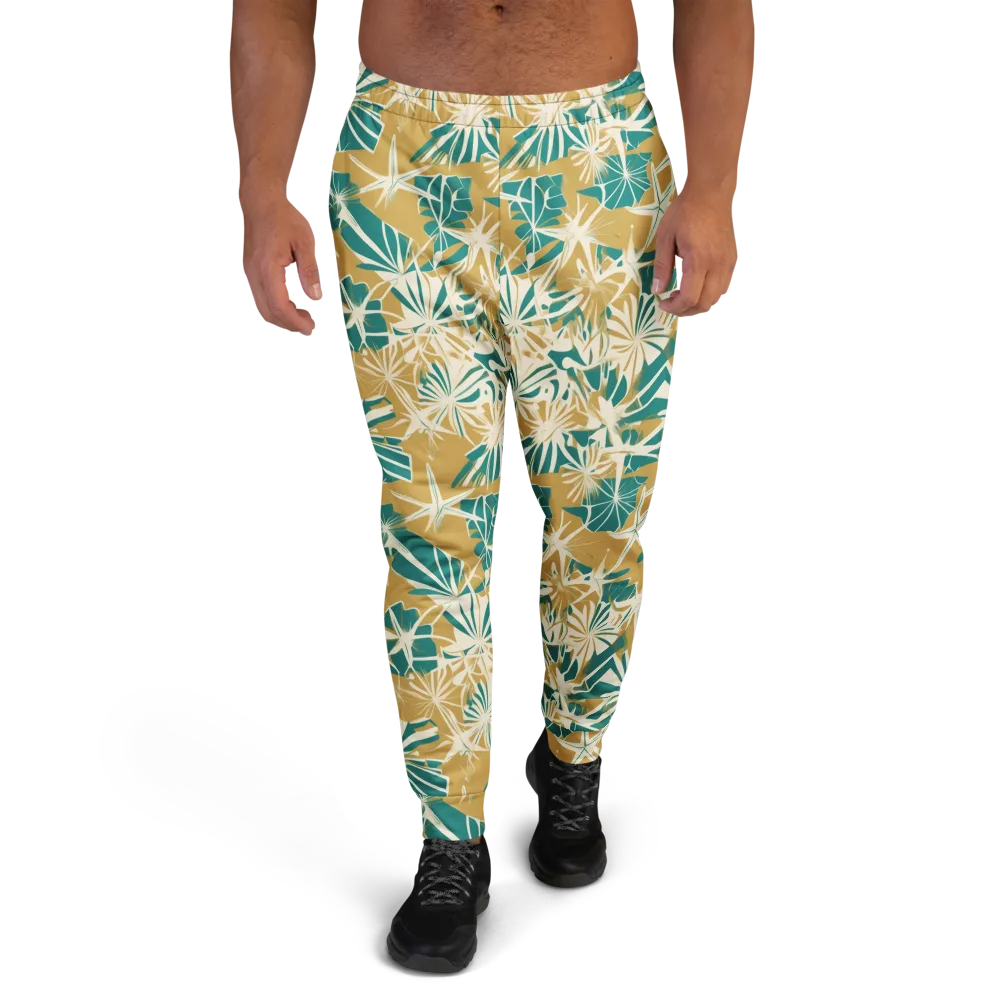 Teal Garden Rhapsody on Men's Joggers — Front