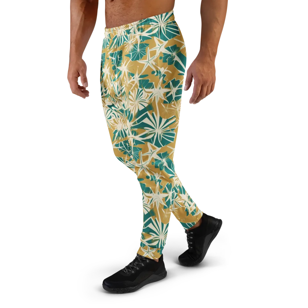 Teal Garden Rhapsody on Men's Joggers — Left