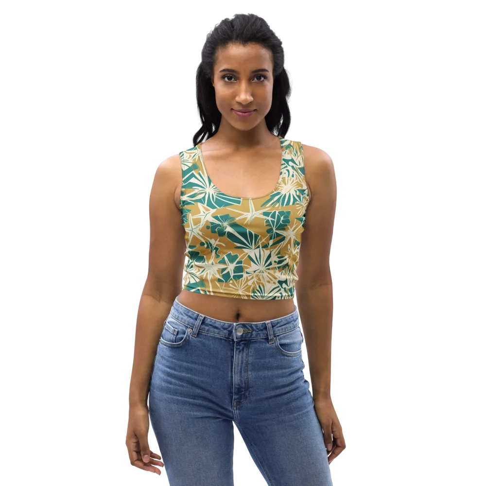 Teal Garden Rhapsody on Crop Top — Front