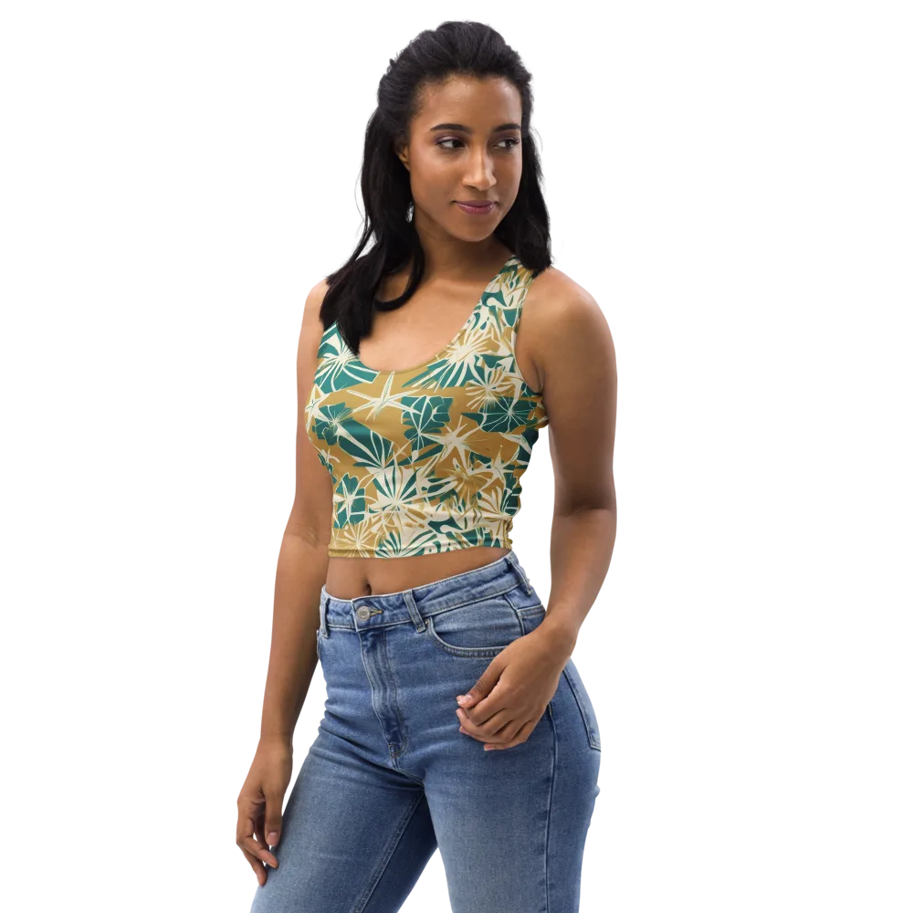 Teal Garden Rhapsody on Crop Top — Left Front