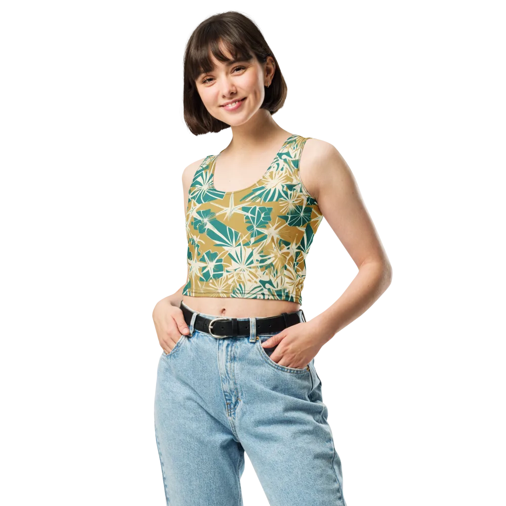 Teal Garden Rhapsody on Crop Top — Front