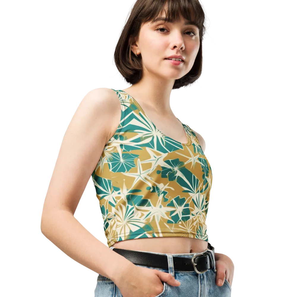 Teal Garden Rhapsody on Crop Top — Right Front