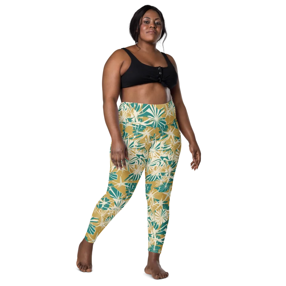 Teal Garden Rhapsody on Leggings with Pockets — Front