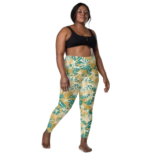 Teal Garden Rhapsody on a Leggings with Pockets