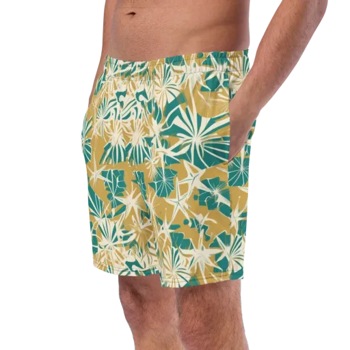 Teal Garden Rhapsody on a Swim Trunks