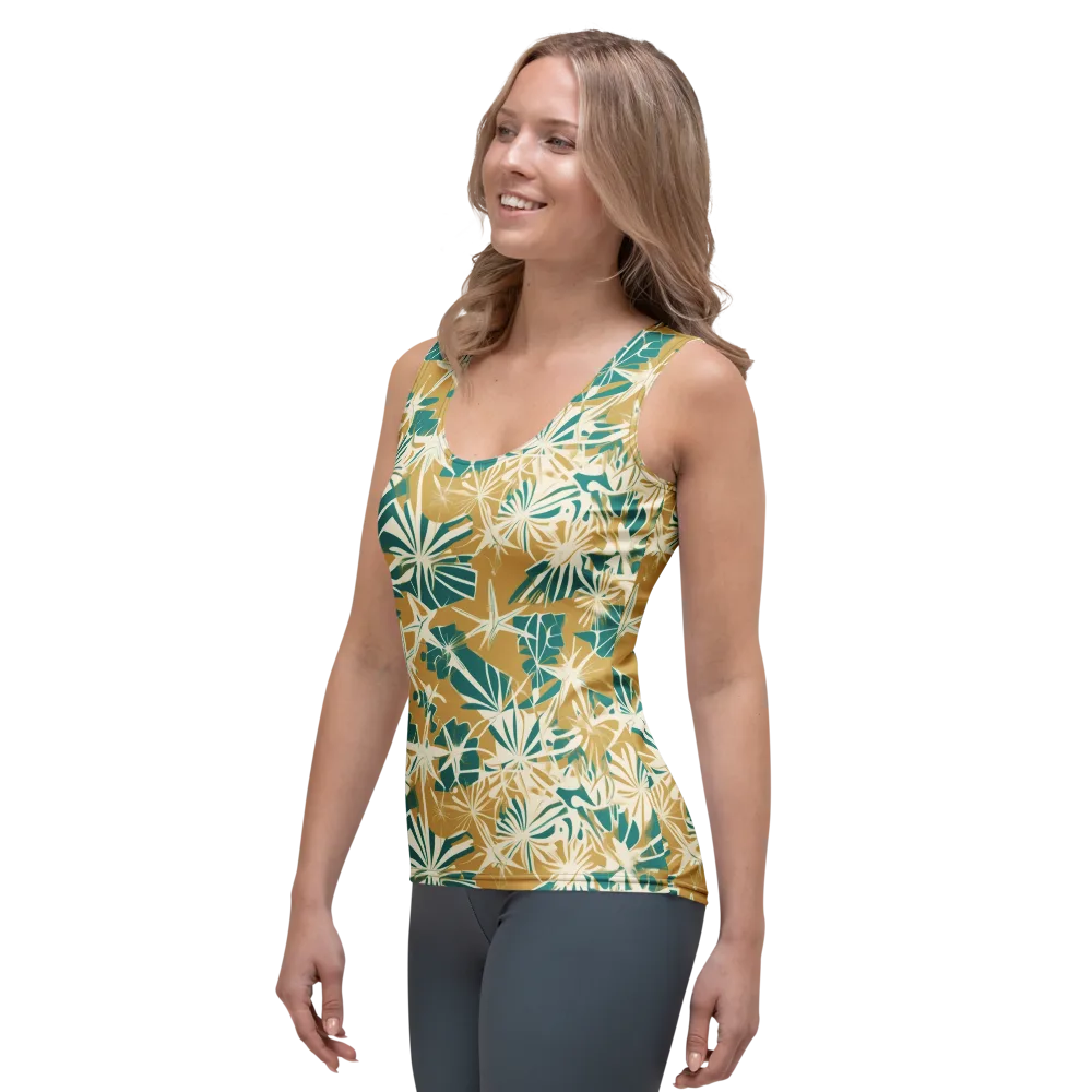Teal Garden Rhapsody on Women's Tank Top — Left Front