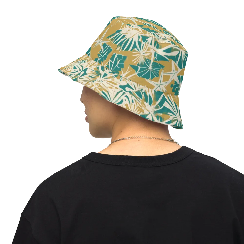 Teal Garden Rhapsody on Reversible Bucket Hat — Back Inside