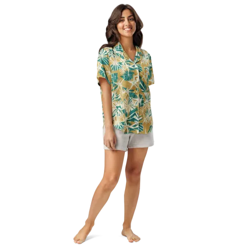 Teal Garden Rhapsody on a Women's Short Sleeve Pajama Top
